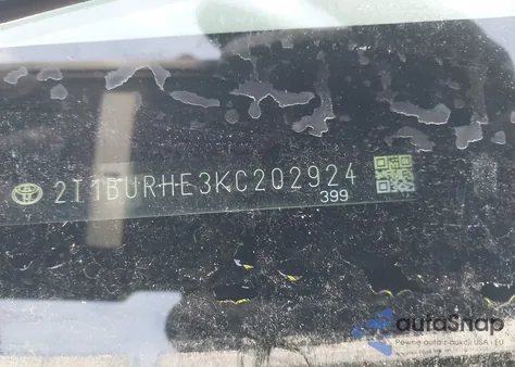 2019 Toyota Corolla Le из США, поврежденный, VIN 2T1BURHE3KC202924